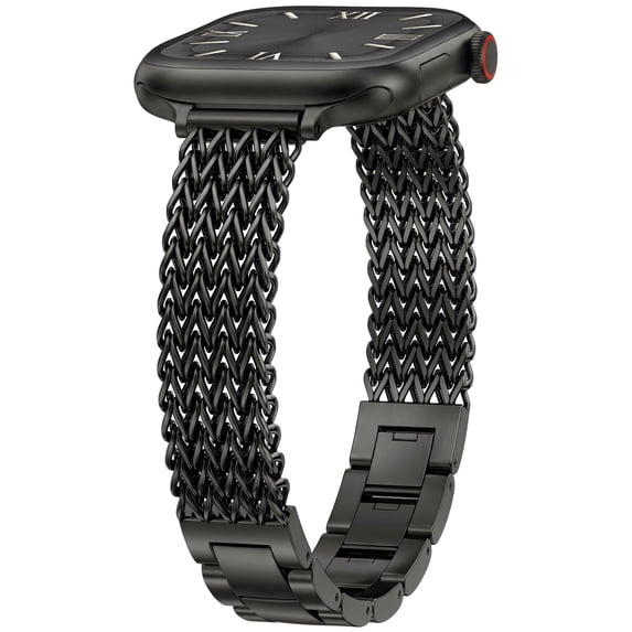 Wearlizer Slim Stainless Steel Watch Band Compatible with Apple Watch Bands 38/40/41/42/44/45/46/49mm Women Thin Link Bracelet Adjustable Strap for Series 11/10/9/8/7/6/5/4/3/SE/Ultra