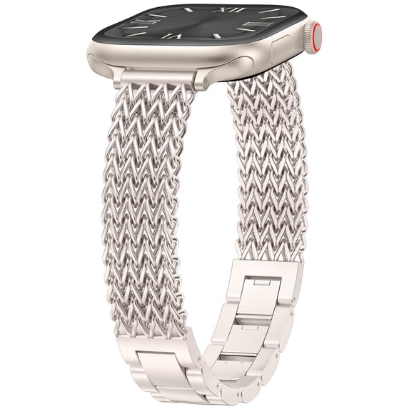 Wearlizer Slim Stainless Steel Watch Band Compatible with Apple Watch Bands 38/40/41/42/44/45/46/49mm Women Thin Link Bracelet Adjustable Strap for Series 11/10/9/8/7/6/5/4/3/SE/Ultra