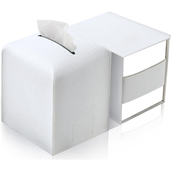 Minzimin 1/2Pack Tissue Box Cover 5X5X5'' PU Leather Tissue Holder Square Tissue Cube Box Organizer for Bathroom Vanity Countertop, Car, Night Stands, Office, Home, Kitchen