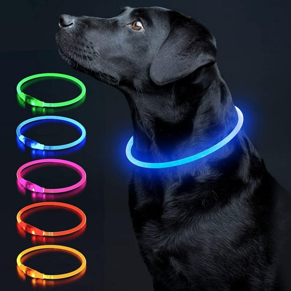 Minzimin 1 Pcs LED Dog Collar Light Up Dog Collars 1 Count USB Rechargeable TPU Glow Safety Basic Dog Collars, Please Do Not Use Fast Charging