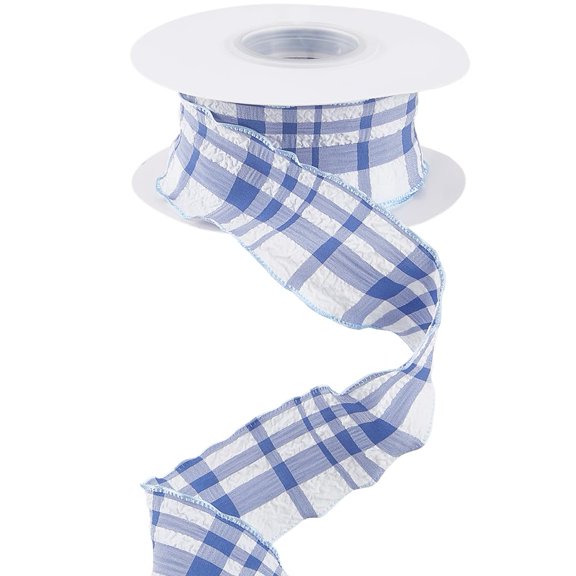 Minzimin 10 Yards 1.5 Inch  Checkered Ribbon Plaid Ribbon Gingham Double Chiffon Ruffled Edge Silk Ribbon with Spool for Gift Wrapping Wedding Invitations Bouquets Christmas Decor Craft