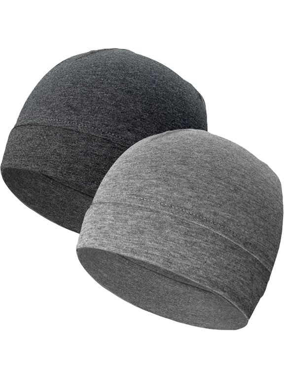 100% Cotton Skull Caps for Men Women Breathable Night Cap Sleep Hats Soft Lightweight Running Beanie Helmet Liner