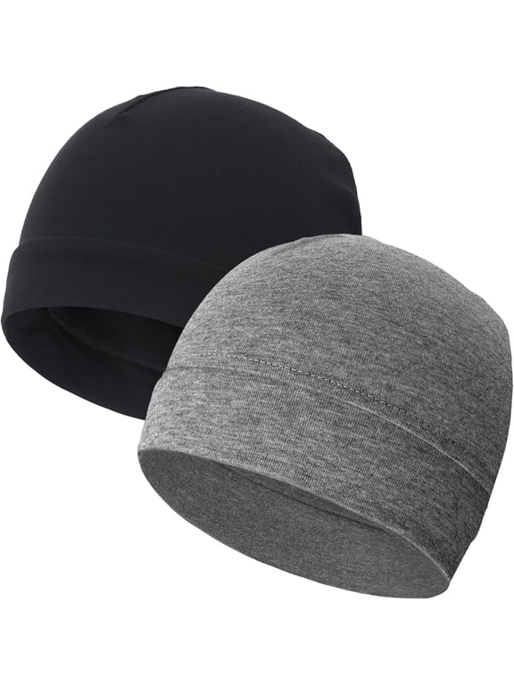 100% Cotton Skull Caps for Men Women Breathable Night Cap Sleep Hats Soft Lightweight Running Beanie Helmet Liner