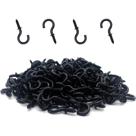 Minzimin 100 Pcs 1/2 Inch Screw-in Hooks Nickel Plated Metal Cup Hooks, Ceiling Hooks