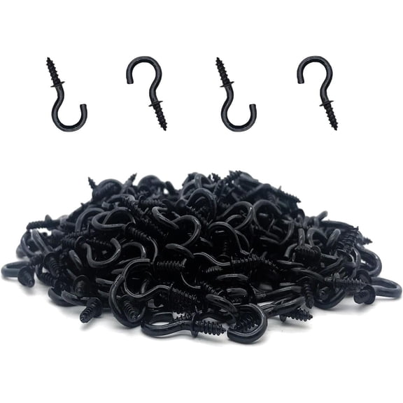 Minzimin 100 Pcs 1/2 Inch Screw-in Hooks Nickel Plated Metal Cup Hooks, Ceiling Hooks
