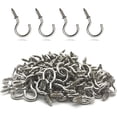 thumbnail image 1 of Minzimin 100 Pcs 1/2 Inch Screw-in Hooks Nickel Plated Metal Cup Hooks, Ceiling Hooks, 1 of 6