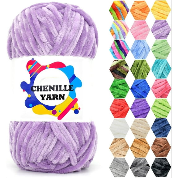 Minzimin 100g Velvet Chenille Yarn for Crocheting Rainbow Velvet Fluffy Plush Thick Bulky Chunky Chenille Soft Baby Blanket Yarn for Crocheting Hand Knitting