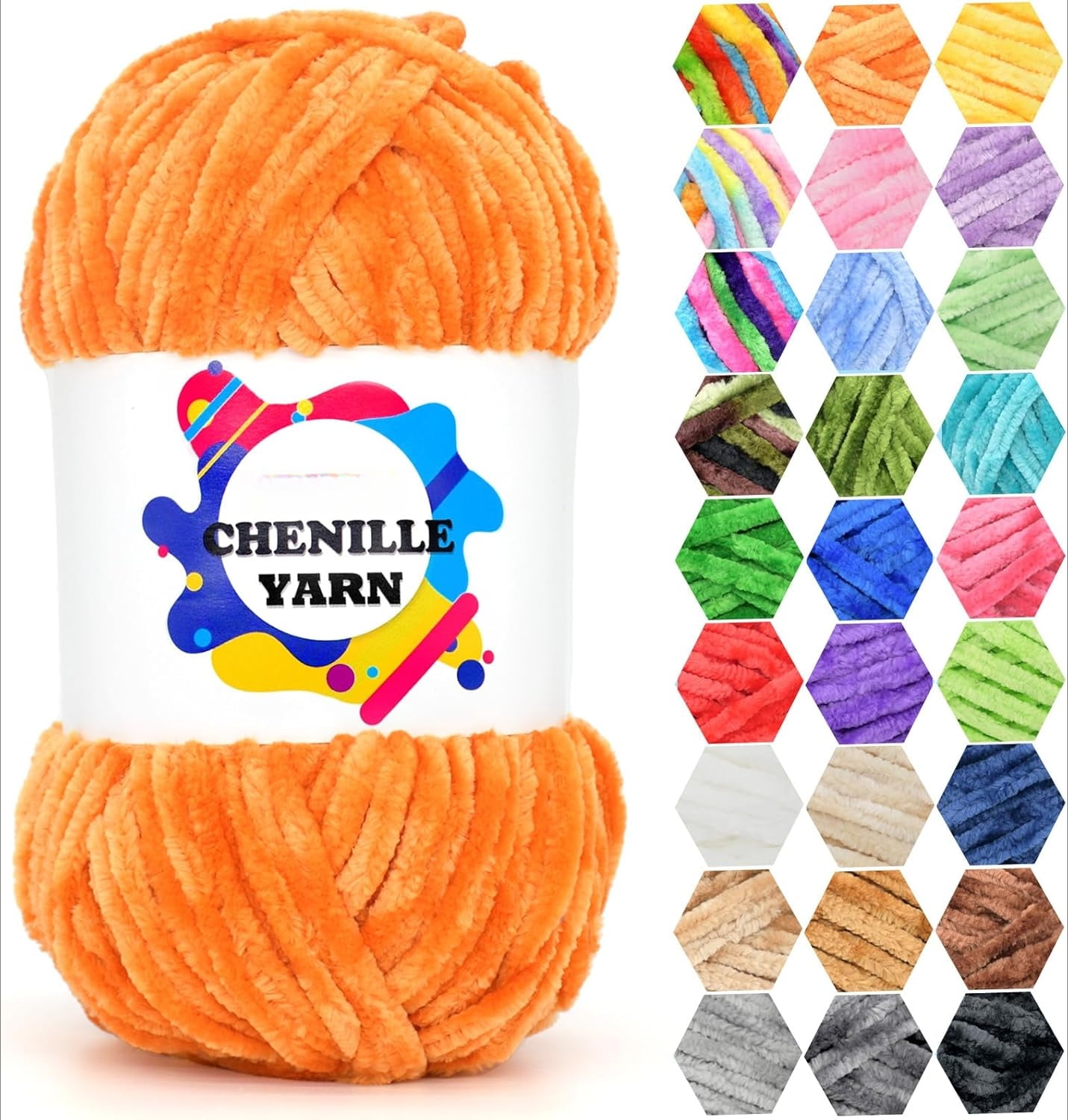 1.1lbs Fluffy Velvet Chenille Yarn - Soft DIY Knitting & Crochet Yarn For Sweaters, Hats, Blankets