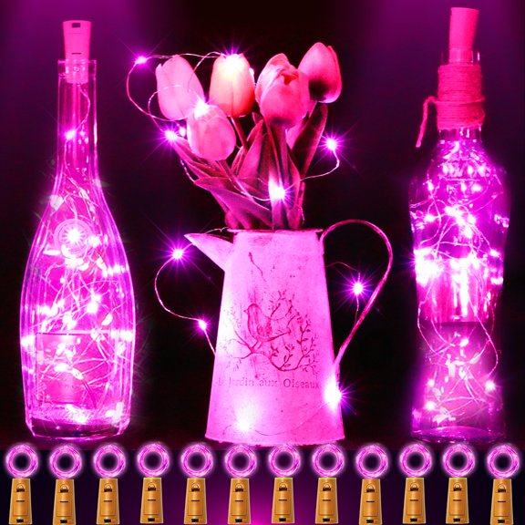 Minzimin 12 Packs 20 LED Wine Bottle Light with Cork - Cork Lights Battery Operated Fairy Mini String Lights Craft Christmas Wedding Decoration Party Lights