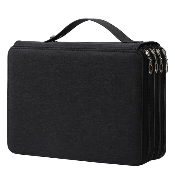 Minzimin 120/200 Slots Pencil Case 3-Layer Zipped Holder w/Handle | Pencils Box Large for Colored Pencils Watercolor Pencils for Office and Travel for Artist