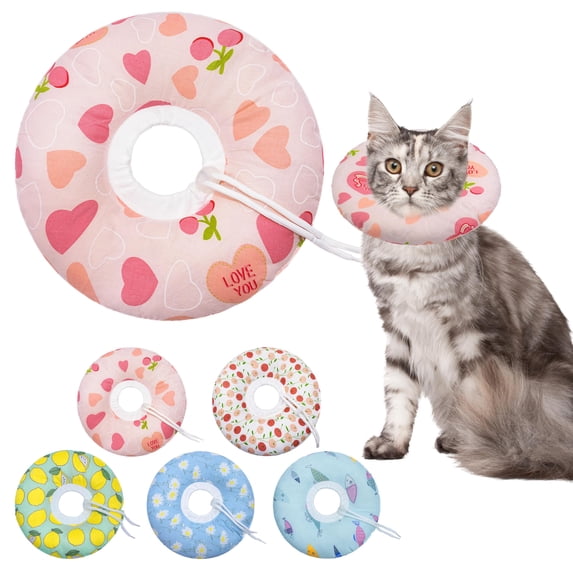 Minzimin 1Pack Cat Cone Collar Soft, Adjustable Cat Recovery Collars Spay Cones to Stop Licking, Cute Donut E Collar After Surgery, Anti-Lick Wound Healing Elizabethan Collar for Kittens