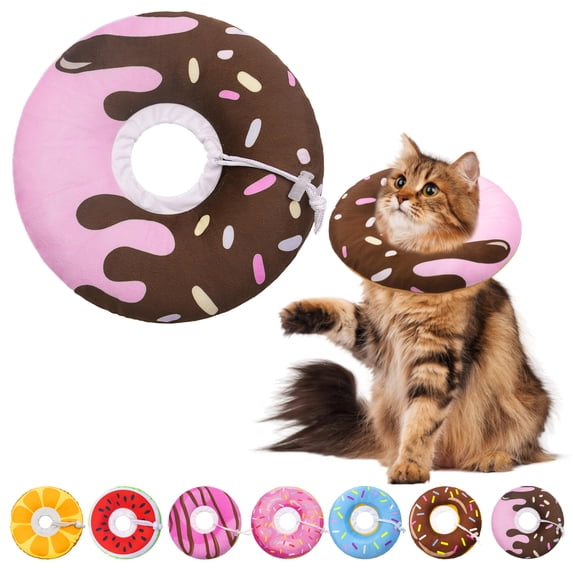 Minzimin 1Pack Cat Cone Collar Soft, Adjustable Cat Recovery Collars Spay Cones to Stop Licking, Cute Donut E Collar After Surgery, Anti-Lick Wound Healing Elizabethan Collar for Kittens
