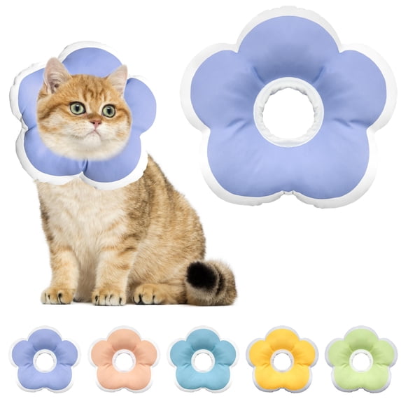 Minzimin 1Pack Cat Cone Collar Soft, Waterproof Cats Cones to Stop Licking After, Adjustable Soft Elizabeth Cats Collars , Flower Shape Cat Recovery Collar