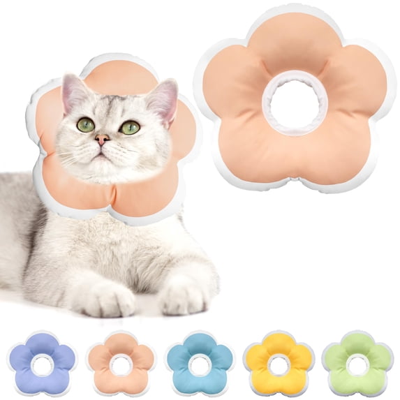 Minzimin 1Pack Cat Cone Collar Soft, Waterproof Cats Cones to Stop Licking After, Adjustable Soft Elizabeth Cats Collars , Flower Shape Cat Recovery Collar