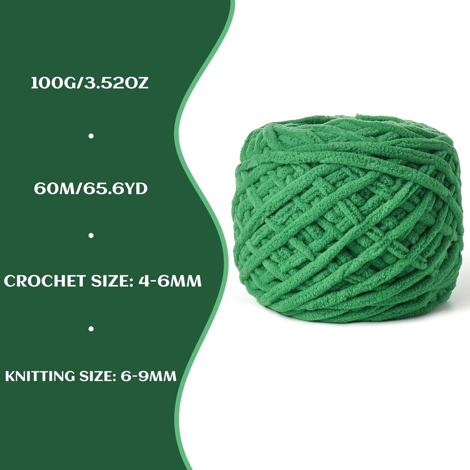 3 Pack Fluffy Chenille Chunky Yarn For Crocheting - 100g Each, Soft Velvet Yarn For Blankets & Amigurumi (Army Green)