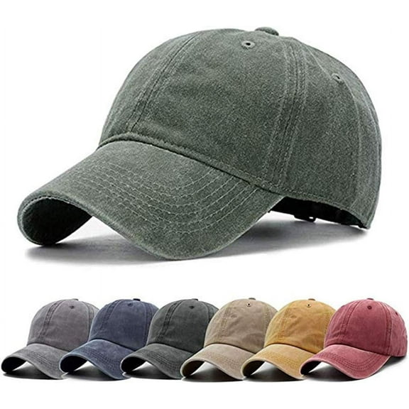 Minzimin 1Pack Men Women Baseball Cap Vintage Washed Distressed Hats Twill Plain Adjustable Dad-Hat