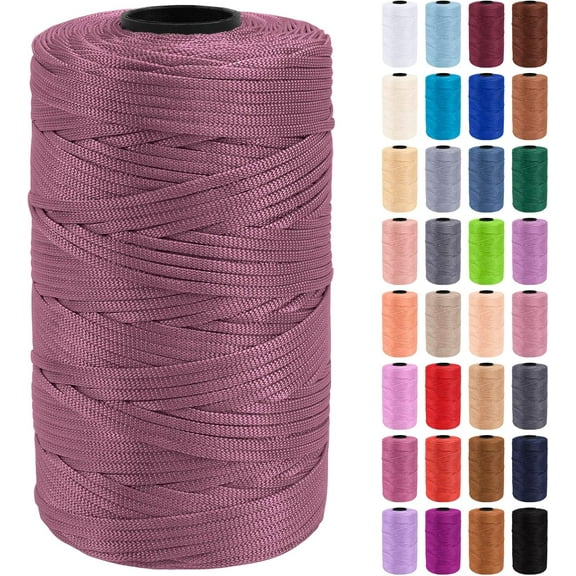 Minzimin 1Pack Polypropylene Ribbon Yarn 3mm x 218 Yards Flat Macrame Cord 3mm Crochet Yarn for Handbags, Shopping Bags, Sun Hats, Shoes, DIY Crafts, Decorative Projects