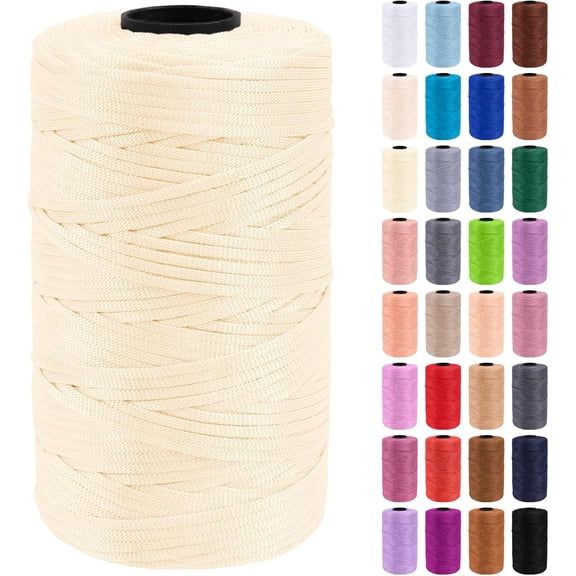 Minzimin 1Pack Polypropylene Ribbon Yarn 3mm x 218 Yards Flat Macrame Cord 3mm Crochet Yarn for Handbags, Shopping Bags, Sun Hats, Shoes, DIY Crafts, Decorative Projects