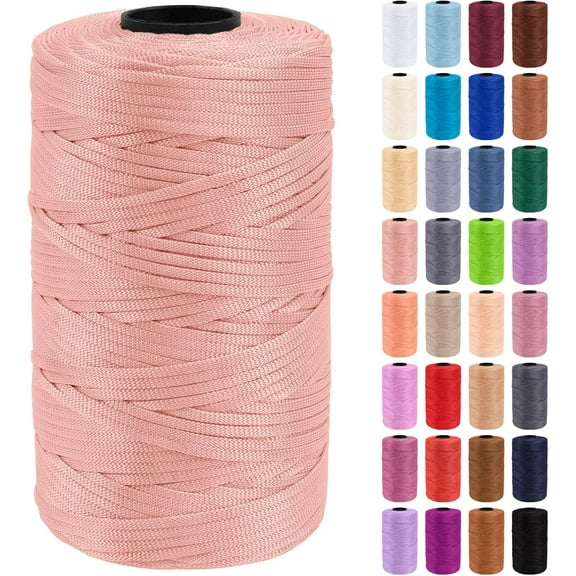 Minzimin 1Pack Polypropylene Ribbon Yarn 3mm x 218 Yards Flat Macrame Cord 3mm Crochet Yarn for Handbags, Shopping Bags, Sun Hats, Shoes, DIY Crafts, Decorative Projects