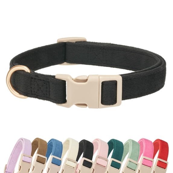 Minzimin 1Pack Soft Cotton Dog Collar Adjustable Corduroy Dog Collars for Small Medium Large Female Dogs(Pink,Small)