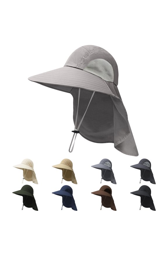 1Pack Sun Hats for Men Women with Neck Flap UPF 50+ UV Protection Wide Brim Bucket Hat Safari Hiking Fishing Hats