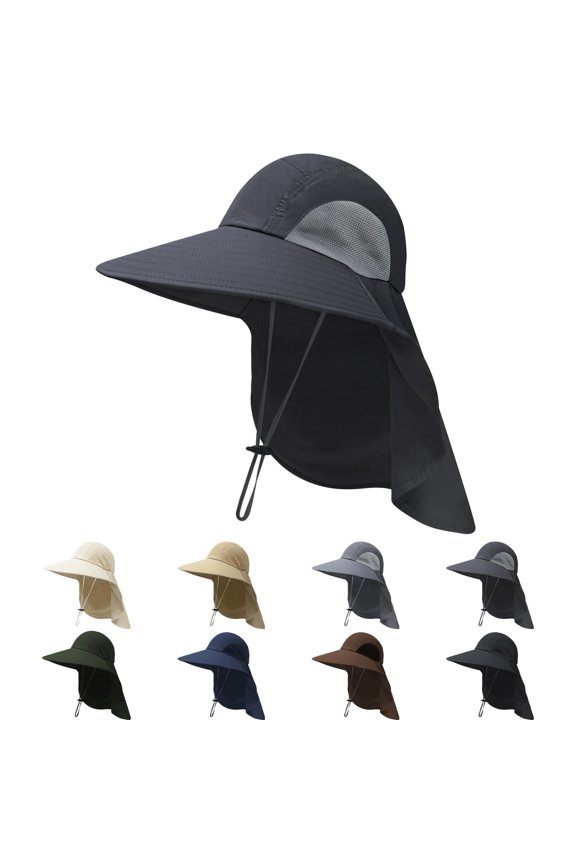 1Pack Sun Hats for Men Women with Neck Flap UPF 50+ UV Protection Wide Brim Bucket Hat Safari Hiking Fishing Hats