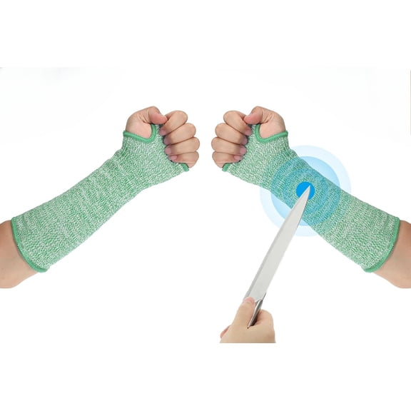 Minzimin 1Pairs Cut Resistant Sleeve, Arm Safety Protectors Sleeves with Thumb Hole Level 5 Protection Forearm Guard Sleeves