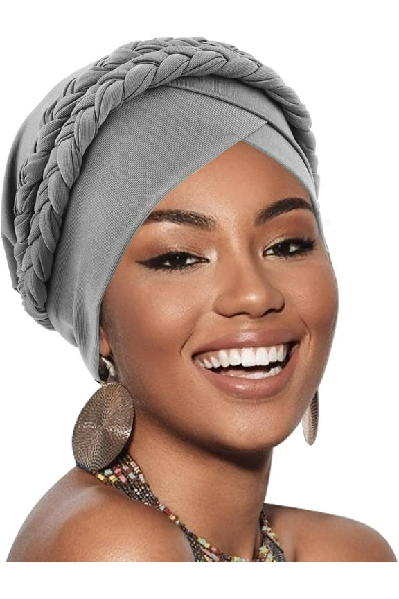 1Pcs African Women Turban Caps Double Pre-Tied Twisted Turbans for Women Head Scarf for Women Hair Wraps Cover Beanie