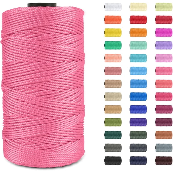 Minzimin 1Pcs Polypropylene Macrame Cord 1.5mm x 656 feet Twisted 100% Polypropylene Rope Twine String Macrame Yarn, Colored Knitting & Crochet Bag Cord Crochet Thread Supplies for Knitter