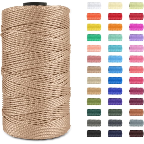 Minzimin 1Pcs Polypropylene Macrame Cord 1.5mm x 656 feet Twisted 100% Polypropylene Rope Twine String Macrame Yarn, Colored Knitting & Crochet Bag Cord Crochet Thread Supplies for Knitter