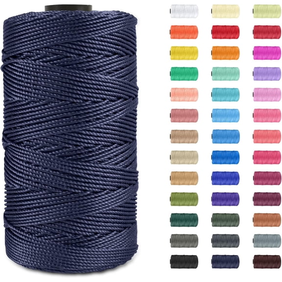 Minzimin 1Pcs Polypropylene Macrame Cord 1.5mm x 656 feet Twisted 100% Polypropylene Rope Twine String Macrame Yarn, Colored Knitting & Crochet Bag Cord Crochet Thread Supplies for Knitter