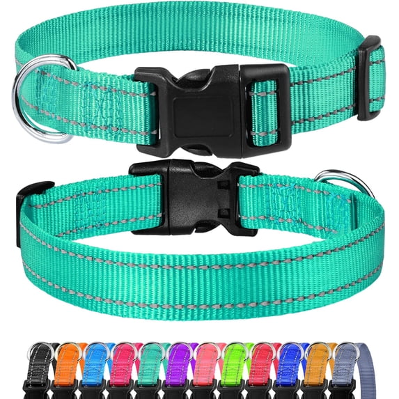 Minzimin 1Pcs Reflective Dog Collar, Sturdy Nylon Collars for Puppy and Extra Small Girl and Boy Dogs, Adjustable Dog Collar with Quick Release Buckle