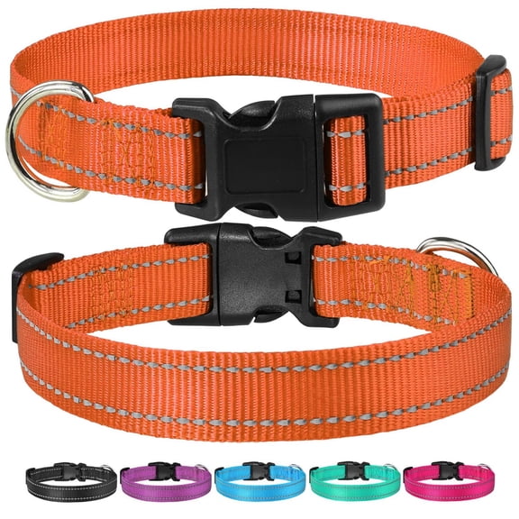 Minzimin 1Pcs Reflective Dog Collar with Buckle Adjustable Safety Nylon Collars for Small Medium Large Dogs