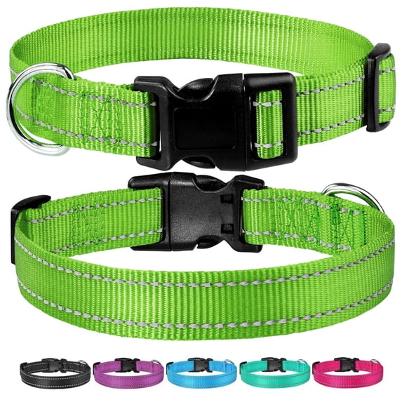 Minzimin 1Pcs Reflective Dog Collar with Buckle Adjustable Safety Nylon Collars for Small Medium Large Dogs