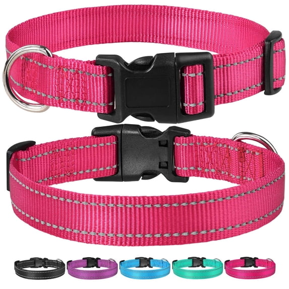 Minzimin 1Pcs Reflective Dog Collar with Buckle Adjustable Safety Nylon Collars for Small Medium Large Dogs