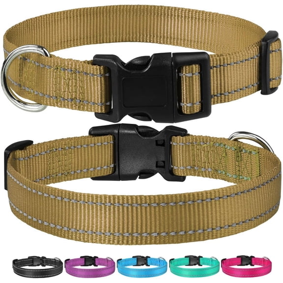 Minzimin 1Pcs Reflective Dog Collar with Buckle Adjustable Safety Nylon Collars for Small Medium Large Dogs