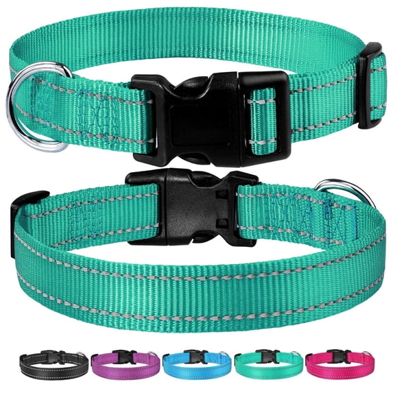 Minzimin 1Pcs Reflective Dog Collar with Buckle Adjustable Safety Nylon Collars for Small Medium Large Dogs