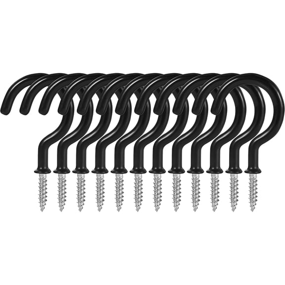 Minzimin 2 Inch Ceiling Hooks, Screw-in Cup Hook for Hanging Plants, Lights, Mugs - Heavy Duty Indoor Outdoor Use, Metal Wall Kitchen Hanger, (12 Pack)