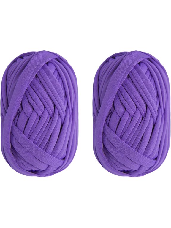 2 PCS T-Shirt Yarn Elastic Fabric Crochet Cloth Knitting Yarn, Spaghetti Yarn Fettuccini Zpagetti Ball for Hand DIY Bag Blanket Cushion Crocheting Projects,Home Decor