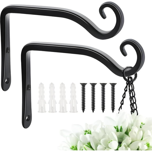 Minzimin 2 Pack 12 Inch Hanging Plant Bracket Wall Hooks Decorative Plant Hangers for Outdoor Hanging Bird Feeders, Wind Chimes, Plant Baskets