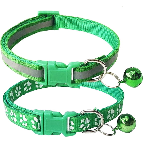 Minzimin 2-Pack Footprint & Reflective Cat Collar with Bell, & Dog Collars for Small Dogs. Use These Collars as Small Dog Collar.