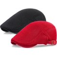 thumbnail image 1 of Minzimin 2 Pack Men's Mesh Cap Breathable Summer Newsboy Hat Adjustable Beret Ivy Cap Irish Cabbie Driving Hats, 1 of 7