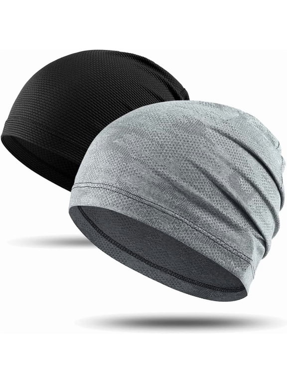 2 Pack - Running Cap, Skull Caps Fashion Breathable Slouchy Beanie Bicycle Cycling Sport Caps for Men Women Summer