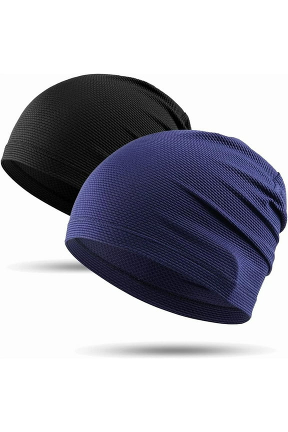 2 Pack - Running Cap, Skull Caps Fashion Breathable Slouchy Beanie Bicycle Cycling Sport Caps for Men Women Summer