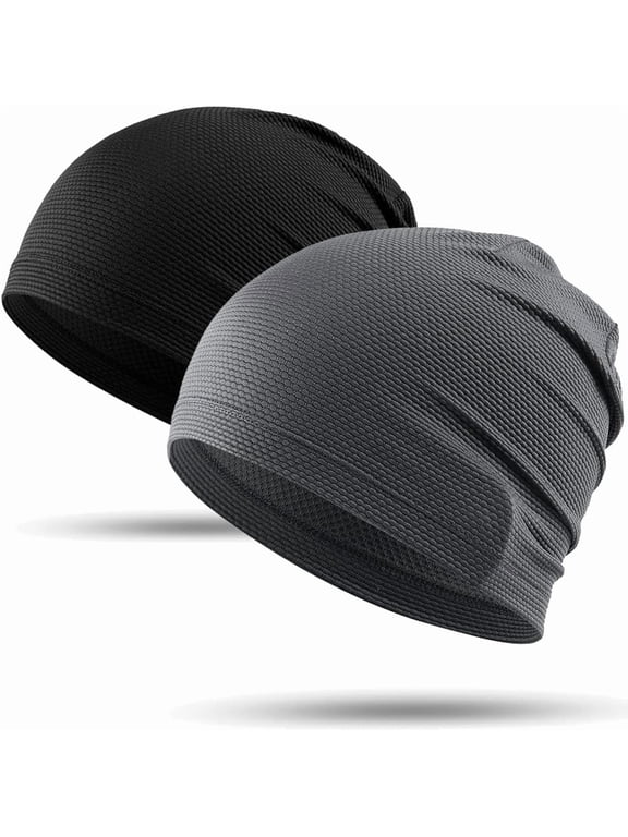 2 Pack - Running Cap, Skull Caps Fashion Breathable Slouchy Beanie Bicycle Cycling Sport Caps for Men Women Summer