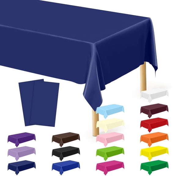 Minzimin 2 Packs Plastic Tablecloth, Sturdy Disposable Table Cloth, 54 X 108 Inches Paper Table Cloths for Parties Disposable, Effortless Cleanup for Picnic Table Cloths Parties Birthday and Any Occa