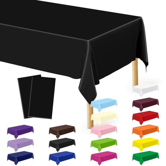 Minzimin 2 Packs Plastic Tablecloth, Sturdy Disposable Table Cloth, 54 X 108 Inches Paper Table Cloths for Parties Disposable, Effortless Cleanup for Picnic Table Cloths Parties Birthday and Any Occa