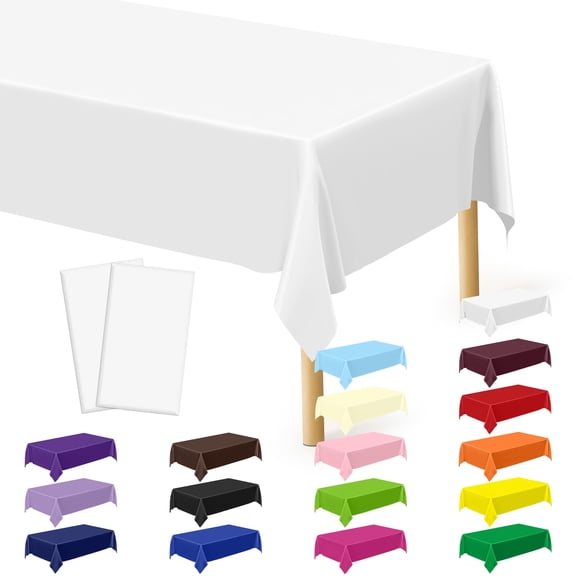 Minzimin 2 Packs Plastic Tablecloth, Sturdy Disposable Table Cloth, 54 X 108 Inches Paper Table Cloths for Parties Disposable, Effortless Cleanup for Picnic Table Cloths Parties Birthday and Any Occa
