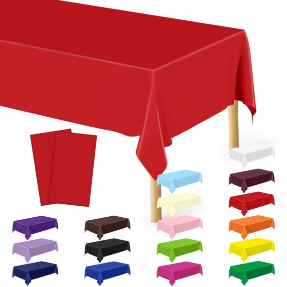 Minzimin 2 Packs Plastic Tablecloth, Sturdy Disposable Table Cloth, 54 X 108 Inches Paper Table Cloths for Parties Disposable, Effortless Cleanup for Picnic Table Cloths Parties Birthday and Any Occa