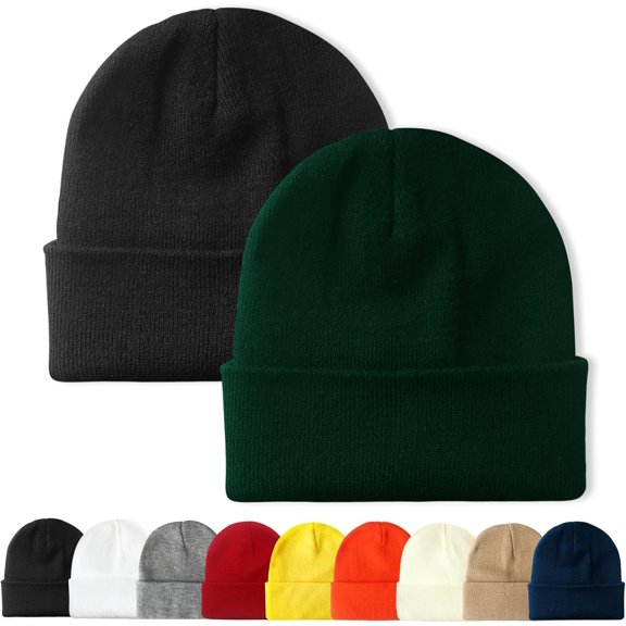 Minzimin 2 Packs Unisex Beanie Hats for Men and Women Knit Winter Beanies